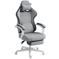 HOMCOM Ergonomic High Back Gaming Chair for Adults, Printed Velvet Computer Recliner Chair with Footrest, Lumbar Support, Adjustable Height and 360° Swivel Seat for Office or Gaming, Grey(m-11)