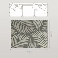 HOMCOM UV Resistant Indoor & Outdoor Area Rug, Easy-Cleaning Machine Washable Rug for Patio, Garden, Kitchen, Bathroom or Living Room, 170 x 120 cm, Grey(m-3)