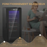 HOMCOM Cave à vin 18 bouteilles 50L haute performance température réglable 5-18° avec lumière LED, noir(m-8)