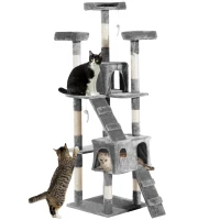PawHut Cat Tree Scratching House, Activity Play Centre(m-11)