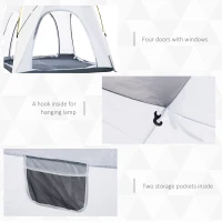 Outsunny 4 Person Automatic Camping Tent, Outdoor Pop Up Tent, Portable Backpacking Dome Shelter, Light Grey(m-6)