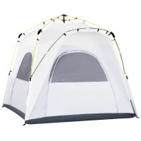Outsunny Tenda de Campismo para 2 Pessoas Tenda de Campismo Pop UP com 4 Janelas e Bolsa de Transporte 240x240x199 cm Cinza(m-10)