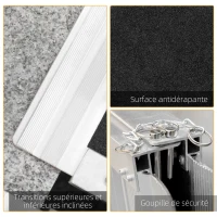 HOMCOM Rampe de fauteuil roulant pliable en alliage d'aluminium antidérapante, avec poignées, charge max. 272 kg, noir(m-5)