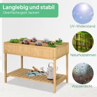 Outsunny Hochbeet 8 Fächer Pflanztisch Blumenkasten Tannenholz 1 Ablage + Abfluss(m-5)