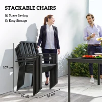 Outsunny Seven-Piece Minimal Metal Garden Dining Set, with Parasol Hole - Black(m-4)