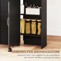 HOMCOM Tavolo Pieghevole Consolle per 4-6 persone con Ruote e Ripiani, 140x75x74cm, Rovere e Nero(m-5)
