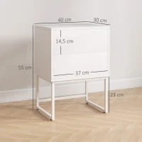 HOMCOM Conjunto de 2 Mesas de Cabeceira Estreitas Mesas de Cabeceira Quarto com 2 Gavetas Abertura por Pressão 40x30x55 cm Branco(m-3)