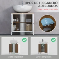 kleankin Mueble para Debajo del Lavabo Armario Bajo con 2 Puertas Enmarcadas y Estante Ajustable 60x30x60 cm Blanco(m-4)