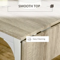 HOMCOM 3-delige Eetkamerset, Klaptafel met 2 Stoelen, 110 cm x 70 cm x 75 cm, Wit + Natuur(m-7)