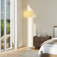 HOMCOM Lampa Podłogowa w Stylu Retro, Lampa Plastikowa, Włącznik Nożny, Stelaż Metalowy, Biała(m-8)