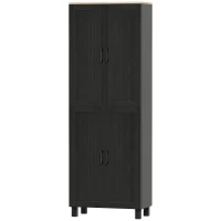 HOMCOM Freestanding Kitchen Cupboard, 4-Door Storage Cabinet with Adjustable Shelves, Modern Kitchen Pantry for Dining Room, 170cm, Black(m-11)