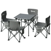 Outsunny Conjunto de Mesa e Cadeiras de Campismo Dobráveis e Portáteis Inclui 1 Mesa 55x51x50 cm e 4 Cadeiras 36x36x57 cm Cinza Escuro(m-7)