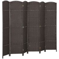 HOMCOM Biombo de 6 Painéis Separador de Ambientes Dobrável 240x1,6x170 cm para Sala de Estar Dormitório Escritório Marrom