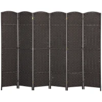 HOMCOM Biombo de 6 Painéis Separador de Ambientes Dobrável 240x1,6x170 cm para Sala de Estar Dormitório Escritório Marrom(m-11)
