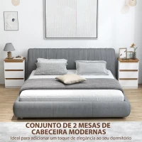 HOMCOM Conjunto de 2 Mesas de Cabeceira com 3 Gavetas Mesas de Cabeceira para Dormitório Estreitas 40x30x59,5 cm Branco(m-4)