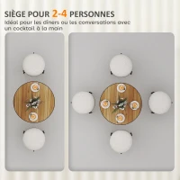 HOMCOM Table à manger ronde pour 2 à 4 personne Ø70 cm moderne avec plateau effet bois et base ronde, chêne(m-4)