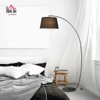 HOMCOM Lampa de Podea tip Arc cu Abajur din Tesatura Comutator cu Pedala Negru(m-12)