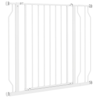 PawHut Veiligheidshek voor honden, barrière, muurbevestiging met drukknopen, verstelbaar van 75 cm tot 95 cm, wit