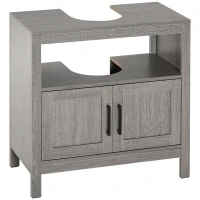 kleankin Meuble sous lavabo meuble sous évier meuble de salle de bain sous lavabo avec 2 portes et étagère - 60 x 30 x 60 cm - gris(m-14)