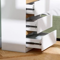 HOMCOM Conjunto de 2 Mesas de Cabeceira com 3 Gavetas Mesas de Cabeceira para Dormitório Estreitas 40x30x59,5 cm Branco(m-7)