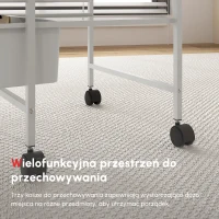 HOMCOM Boczny wózek na kółkach, 3 kosze do transportu i przechowywania, wózek kuchenny, 40,8 dł. x 33,5 szer. x 60,5 wys. cm, Biały(m-5)