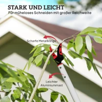 Outsunny 1,2 m Baumschere, Astscheren zum Schneiden, Gartenschneider mit Aluminiumgriff, Langstielige Gartenschere, Rot(m-5)
