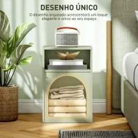 HOMCOM Mesa de Cabeceira Moderna Mesa de Cabeceira Estreita com 2 Compartimentos Abertos Desenho em Forma de Arco 40x30x60 cm Verde(m-4)