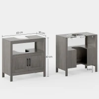 kleankin Mueble para Debajo del Lavabo Armario de Suelo para Baño de Estilo Moderno 60x30x60 cm Gris(m-3)