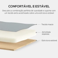 HOMCOM Sofá de 2 Lugares Estofado em Couro Sintético Sofá de Sala de Estar com Braços Acolchoados e Pernas de Madeira 117x78x78 cm Cinza(m-6)