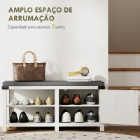 HOMCOM Banco Sapateira Rústico Organizador de Sapatos com Compartimentos para 7 Pares de Sapatos 100x40x48 cm Branco e Cinza(m-4)