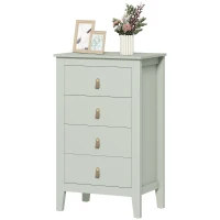 HOMCOM Bedroom Chest of Drawers, Modern 4 Drawer Dresser Cabinet with PU Leather Handles and Metal Runners for Living Room, Hallway, Entryway, Green(m-11)