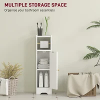 HOMCOM Small Bathroom Storage Cabinet with Toilet Roll Holder - White(m-4)