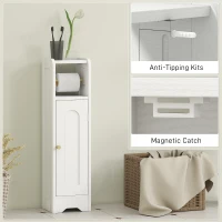 HOMCOM Small Bathroom Storage Cabinet with Toilet Roll Holder - White(m-8)