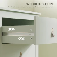 HOMCOM Bedroom Chest of Drawers, Modern 4 Drawer Dresser Cabinet with PU Leather Handles and Metal Runners for Living Room, Hallway, Entryway, Green(m-7)