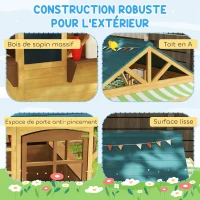 AIYAPLAY Cabane enfant extérieur pliable avec porte, fenêtres, stations de service, auvents de pluie, tableaux noirs, jaune(m-7)