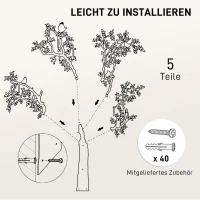 HOMCOM Wieszak ścienny, Montowany na ścianie haczyk na ubrania, Design drzewa z ptakami, Czarny(m-6)