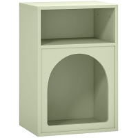 HOMCOM Mesa de Cabeceira Moderna Mesa de Cabeceira Estreita com 2 Compartimentos Abertos Desenho em Forma de Arco 40x30x60 cm Verde
