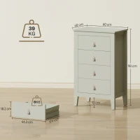 HOMCOM Bedroom Chest of Drawers, Modern 4 Drawer Dresser Cabinet with PU Leather Handles and Metal Runners for Living Room, Hallway, Entryway, Green(m-3)