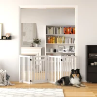 PawHut Hondenhek 81 cm Inklapbaar Houten Voor Dieren Huisdierliefhebbers Wit(m-10)