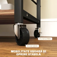 HOMCOM Raft de Bucătărie cu 3 Nivele, Roți și 4 Cârlige, 60x40x84 cm, Lemn Natural(m-6)