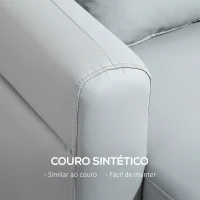 HOMCOM Sofá de 2 Lugares Estofado em Couro Sintético Sofá de Sala de Estar com Braços Acolchoados e Pernas de Madeira 117x78x78 cm Cinza(m-7)