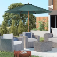 Drewniany parasol przeciwsłoneczny 2,7 m zielony Outsunny(m-10)