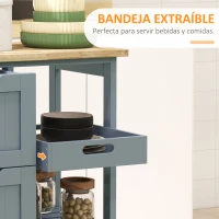 HOMCOM Carrito Auxiliar con Ruedas Carrito de Cocina con 3 Cajones 2 Estantes Abiertos y Bandeja Extraíble 67x37x85,5 cm Gris(m-5)