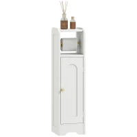 HOMCOM Meuble salle de bain meuble toilettes WC rangement étroit avec étagère réglable gain de place pour petits espaces blanc(m-10)