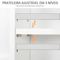 HOMCOM Armário de banheiro com 3 níveis abertos 1 porta 53x14,5x50,5 cm Branco(m-4)