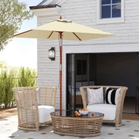 Outsunny Sombrilla de Jardín Rectangular 200x150x235 cm Inclinable con Anti-UV y Poste de Madera para Terraza Patio Beige(m-9)