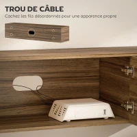 HOMCOM Meuble TV suspendu meuble télé pour téléviseur jusqu'à 65 pouces avec 3 placards à portes, 150 x 35 x 32 cm, marron(m-6)