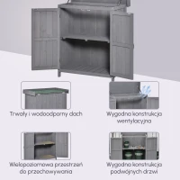 Outsunny Szafka na narzędzia, drewniany schowek, 2 półki, sosna, kolor szary(m-4)