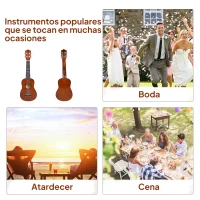 HOMCOM Ukelele de 21 Polegadas para Iniciantes com cordas de nylon 53x17.5x6.2cm marrom(m-6)