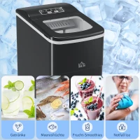HOMCOM Eiswürfelmaschine 12kg/24h 2L Eiswürfelbereiter mit LED-Display, 2 L Wassertank, 90 W, Schwarz(m-7)